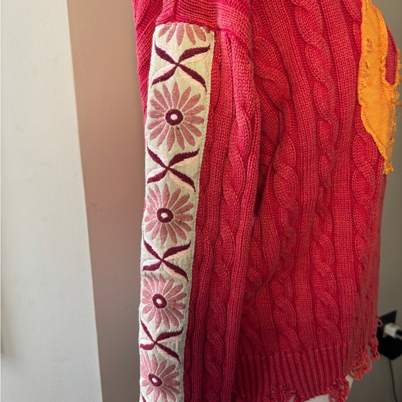 washed peace patch cable knit sweater - Picture 4 of 7